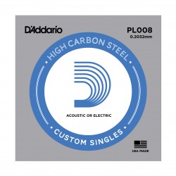 D'Addario Single Plain Steel 008