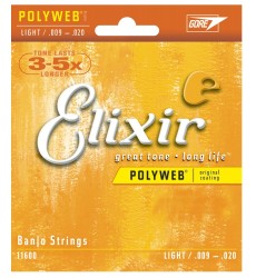Elixir Strings 11600 Polyweb Light Banjo Strings, 9-20