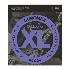 D'Addario ECG24 Chromes Flat Wound, Jazz Light, 11-50