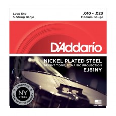 D'Addario EJ61NY 5-String Banjo, Nickel, Medium, 10-23