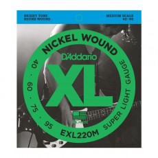 D'Addario EXL220M Nickel Wound Bass, Super Light, 40-95, Medium Scale