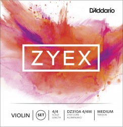 D'Addario DZ310A 4/4M Zyex Violin String Set, 4/4 Scale, Medium