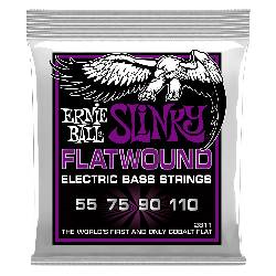 Ernie Ball 2811 Power Slinky Flatwound Electric Bass Strings, 55-110