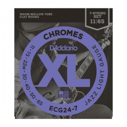 D'Addario ECG24-7 Chromes Flat Wound, 7-String, Jazz Light, 11-65