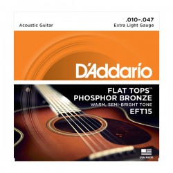 D'Addario EFT15 Extra Light, Flat Tops Phosphor Bronze Acoustic Guitar Strings, 10-47