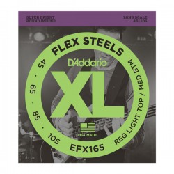 D'Addario EFX165 FlexSteels Bass, Custom Light, 45-105, Long Scale