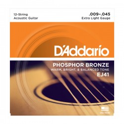 D'Addario EJ41 12-String Phosphor Bronze, Extra Light, 9-45