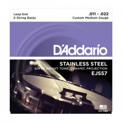D'Addario EJS57 5-String Banjo, Stainless Steel, Custom Medium, 11-22