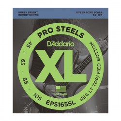 D'Addario EPS165SL ProSteels Bass, Cust Lt, 45-105, Super Long Scale