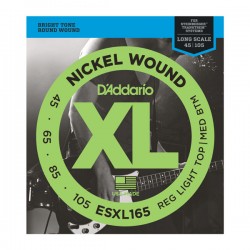 D'Addario ESXL165 NW Bass, Custom Light, 45-105, Double Ball End, Long