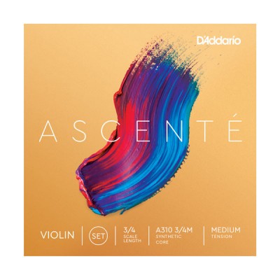 D'Addario Ascenté Violin String Set, 3/4 Scale, Medium Tension