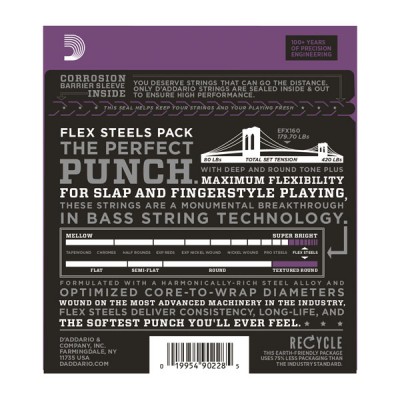 D'Addario EFX160 FlexSteels Bass, Medium, 50-105, Long Scale