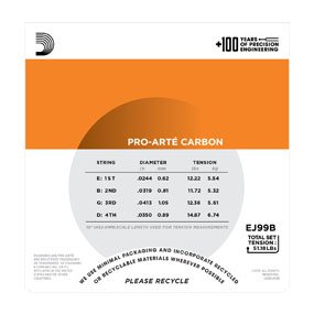 D'Addario EJ99B Pro-Arté Carbon Ukulele, Baritone