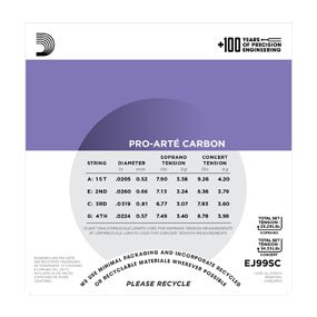 D'Addario EJ99SC Pro-Arté Carbon Ukulele, Soprano / Concert