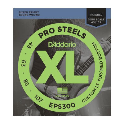 D'Addario EPS300 ProSteels Bass, Custom Light Top/Medium Bottom 43-107