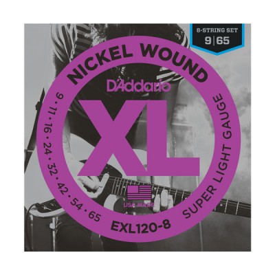 D'Addario EXL120-8 Nickel Wound, 8-String, Super Light, 9-65