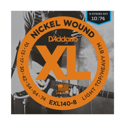 D'Addario EXL140-8 8-String Nickel Wound Light Top/Heavy Bottom, 10-74