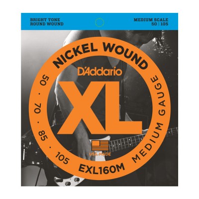 D'Addario EXL160M Nickel Wound Bass, Medium, 50-105, Medium Scale
