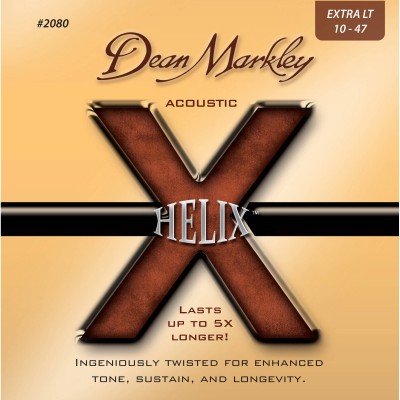 Dean Markley 2080 Helix HD 80/20 Bronze Extra Light Acoustic, 10-47