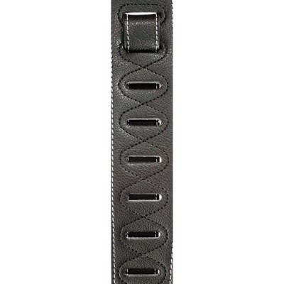 D'Addario Deluxe Leather Padded Guitar Strap w/ Contrast Stitch, Black