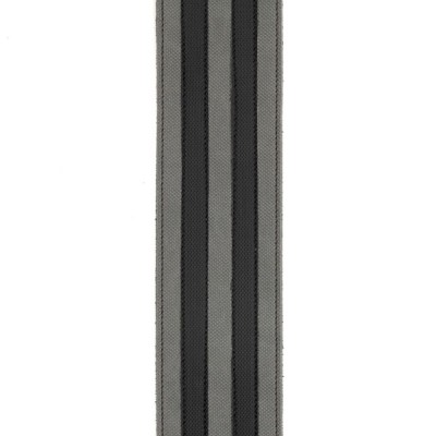 D'Addario 2.5" Leather Guitar Strap - Grey w/ Black Stripes