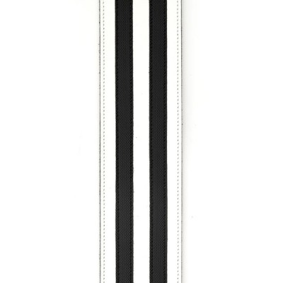 D'Addario 2.5" Leather Guitar Strap - White w/ Black Stripes