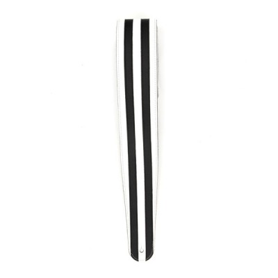 D'Addario 2.5" Leather Guitar Strap - White w/ Black Stripes