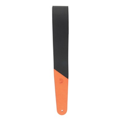 D'Addario 2.5" Leather Guitar Strap, Colored Ends - Orange