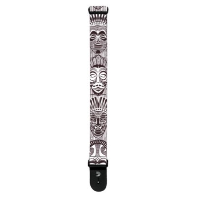 D'Addario Polyester Guitar Strap, African Masks, Black and White